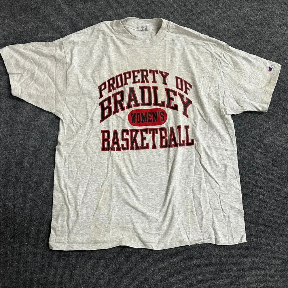 Champion T-Shirt Mens XXL Gray Property Of Bradley Basketball Vintage - Picture 2 of 15